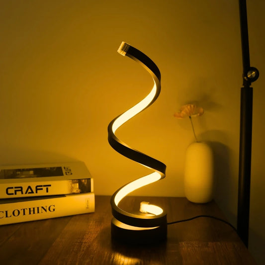Modern Minimalist Spiral Desk Lamp, Wire Controlled Three Color LED Ambient Light, Suitable for Bars, Cafes, Bedrooms, and Rooms